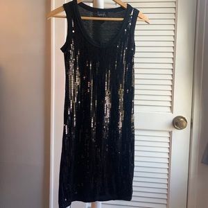 Kersh- Black One-sided Sequin Tanktop Pencil Dress